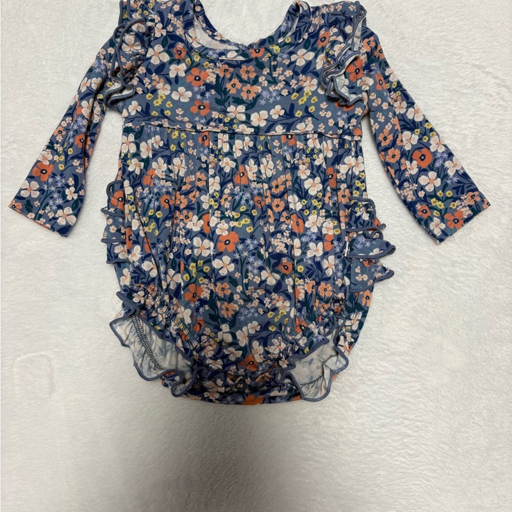 Little Sleepies Petite Petals Bubble Romper | 0–3 Months | EUC